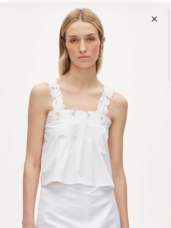 J. Crew Tops - j Crew Lace trim compact poplin tank white XS